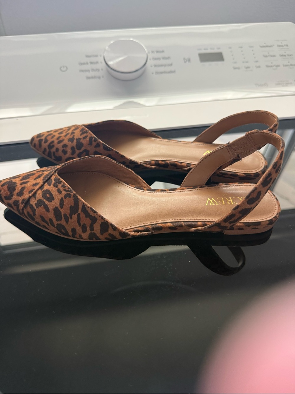J.Crew Leopard Print Pointed Slingback Mules in Brown and Black - Picture 2 of 4